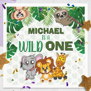 Cute Wild One Jungle Safari Animals First Birthday Napkin