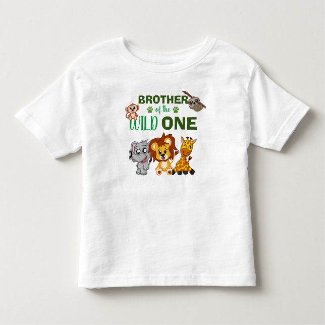 Cute Wild One Jungle Safari Animals First Birthday Toddler T-Shirt (Front)