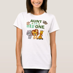 Cute Wild One Jungle Safari Zoo Animal Aunt T-Shirt