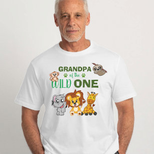 Cute Wild One Jungle Safari Zoo Animal Grandpa T-Shirt