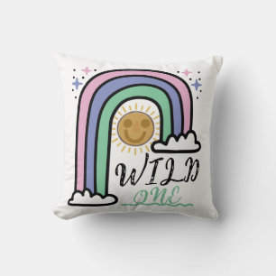 Cute Wild One Rainbow Sunshine Nursery Cushion