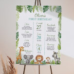 Cute Wild One Safari 1st Birthday Milestone Sign<br><div class="desc">Our safari birthday milestone poster is the perfect way to celebrate and document a special birthday. The design features a unique and memorable vintage boho theme with space for your child’s name, special milestones, achievements, and memories from their life so far. It’s a great way to celebrate a milestone birthday...</div>