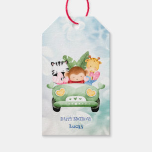 Cute Wild One Safari jungle zoo Birthday party Gift Tags