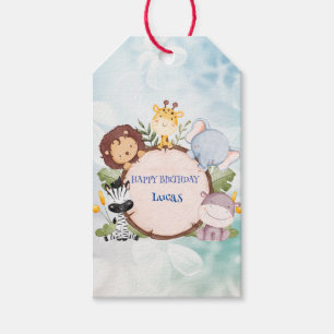 Cute Wild One Safari jungle zoo Birthday party Gift Tags