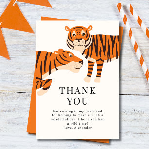 Cute Wild One Safari Tigers Kids Birthday Thank You Card