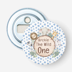 Cute Wild One Woodland Forest Animals Blue Bottle Opener