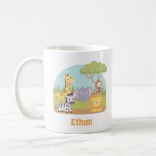 Cute Wild Safari Animals Kids Personalised Coffee Mug