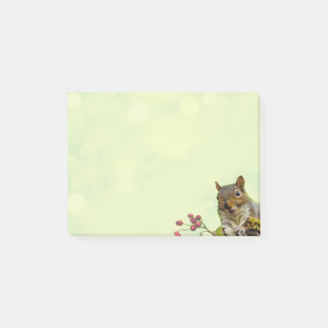 Cute Wild Squirrel on Lime Green Post-it Notes (Front)