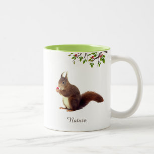 Cute Wild Squirrel & Personalised Text  Two-Tone C Coffee Mug