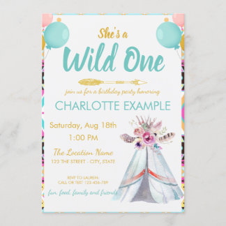 Cute Wild Teepee Birthday Party Custom RSVP Invitation