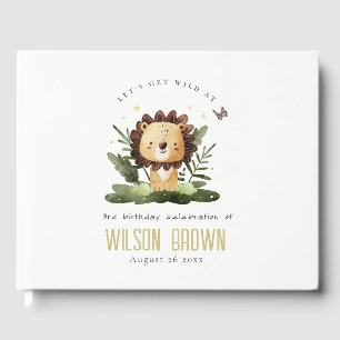Cute Wild Tropical Jungle Animal Lion Birthday Guest Book