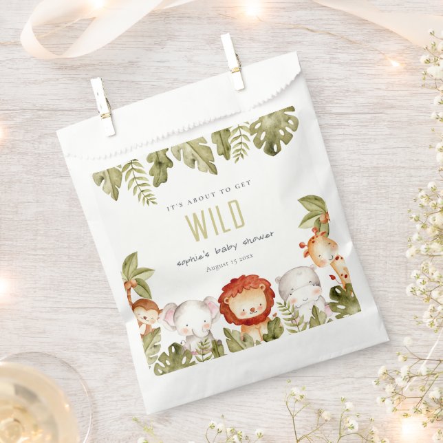 Cute Wild Tropical Safari Animals Baby Shower Favour Bag (Clipped)