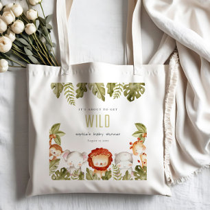 Cute Wild Tropical Safari Animals Baby Shower Tote Bag