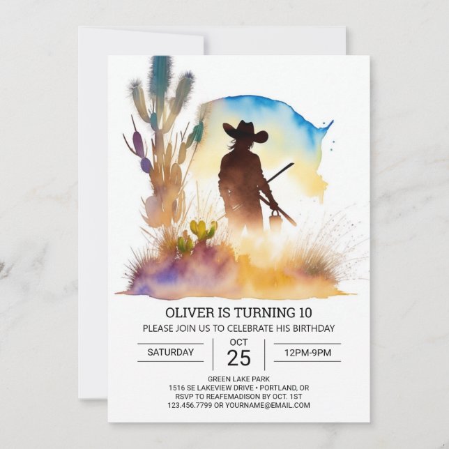 Cute Wild West Cowboy Birthday Invitation (Front)