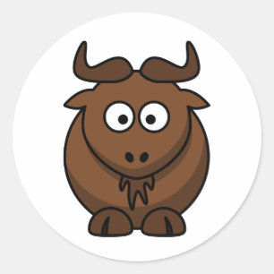 Cute Wildebeest Cartoon Gnu Boy Classic Round Sticker