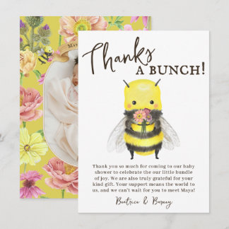 Cute Wildflower and Bee Baby Shower Thank You Card