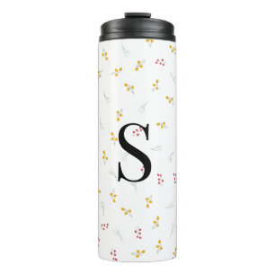 Cute Wildflower and Berry Floral Pattern Thermal Tumbler