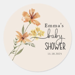 Cute Wildflower Baby Shower Classic Round Sticker