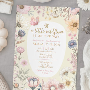 Cute Wildflower Butterfly Baby Shower Invitation