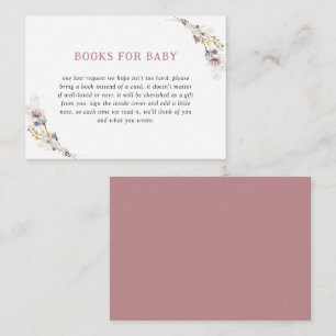 Cute Wildflower Dusty Rose Books For Baby Enclosure Card