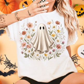 Cute Wildflower Ghost Halloween Tri-Blend Shirt