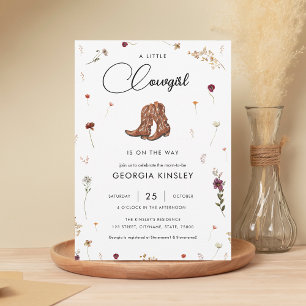 Cute Wildflower Little Cowgirl Western Baby Shower Invitation