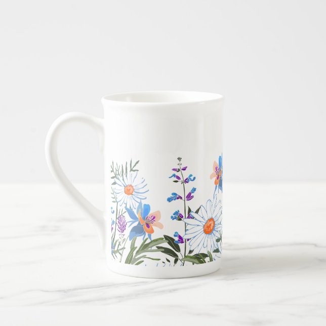 cute wildflower lovers kitchen  bone china mug (Left)