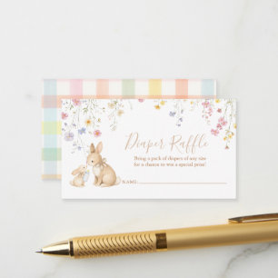Cute Wildflower Meadow Bunny Baby Diaper Raffle Enclosure Card