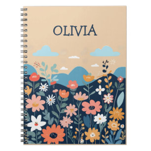 Cute Wildflowers Botanical Personalised Notebook