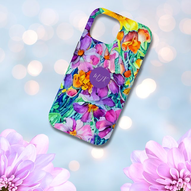 Cute Wildflowers Colourful Floral Monogrammed Case-Mate iPhone Case (Creator Uploaded)