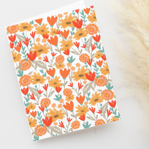 Cute Wildflowers Drawing Blank  Thank You Card