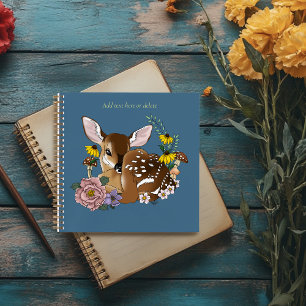 Cute Wildflowers Fawn Blue Baby Deer Woodland Notebook