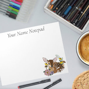 Cute Wildflowers Fawn Blue Baby Deer Woodland Notepad