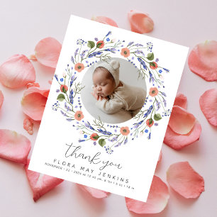 Cute Wildflowers Photo Baby Shower Thank You Postcard