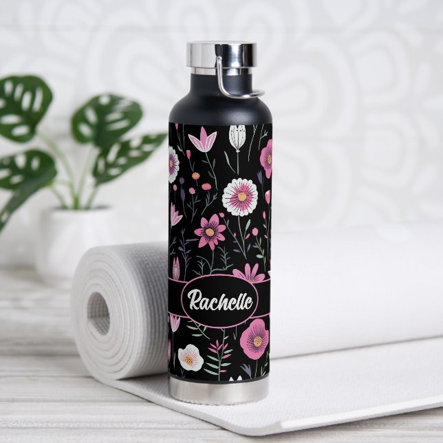 Cute Wildflowers with Name Water Bottle (Yoga)