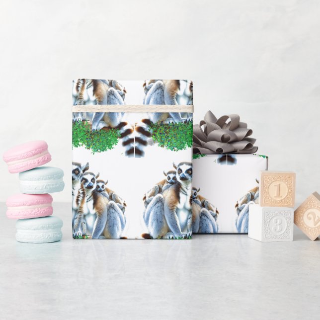 Cute Wildlife Lemur Animal  Wrapping Paper (Baby Shower)