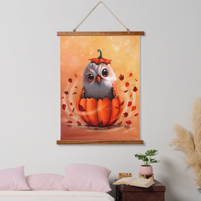 Cute Wildlife Of An Owl's : Autumn's forest  Hanging Tapestry (Bedroom)