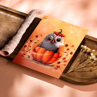 Cute Wildlife Of An Owl's Echo: Autumn's Guardian  Photo Print
