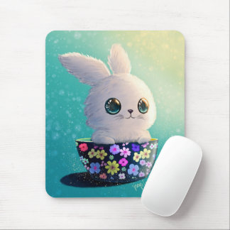 Cute Wildlife Of Spring Guardian: Bunny in Bloom  Mouse Pad