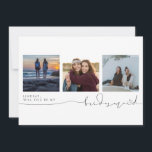 Cute Will You Be My Bridesmaid Three Photos<br><div class="desc">Elegant simple and minimal 'Will you be my bridesmaid?' three photos card</div>