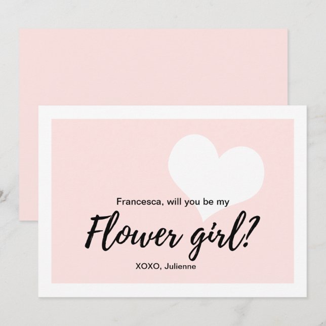 Cute Will you be my flower girl calligraphy  style Invitation (Front/Back)