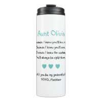 Cute Will You Be My Godmother Turquoise Hearts