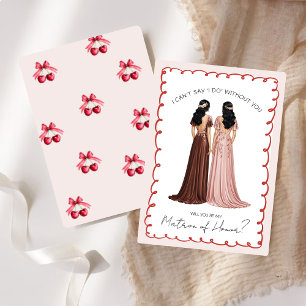 Cute “Will You Be My Matron of Honor?” Cherry   Invitation