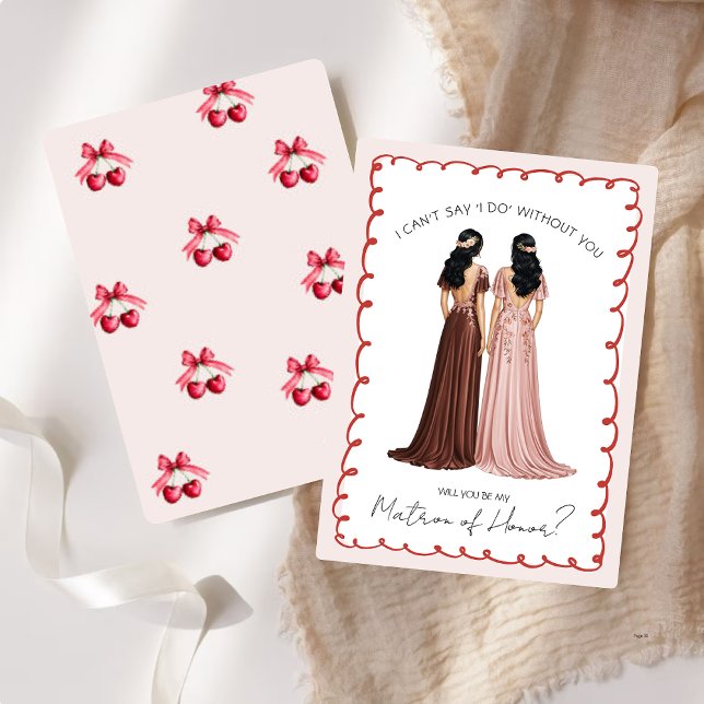 Cute “Will You Be My Matron of Honour?” Cherry   Invitation (Creator Uploaded)