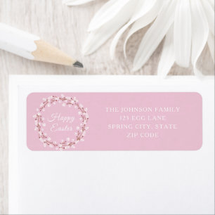 Cute Willow Happy Easter Pink Address Return Address Label