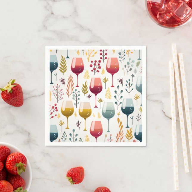 Cute wine cups paper napkins (Insitu)