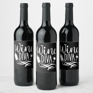 Cute Wine Diva Funny Label