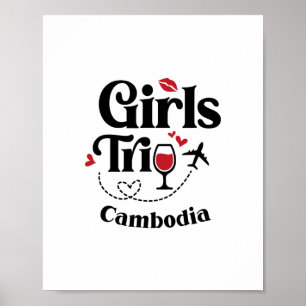 Cute Wine Girls Trip Cambodia Travel Vacation Poster