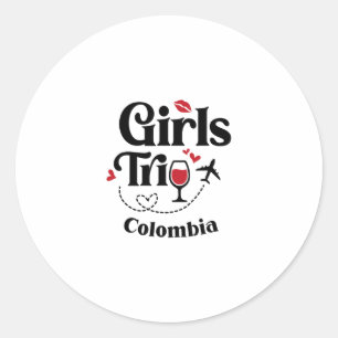Cute Wine Girls Trip Colombia Travel Vacation Classic Round Sticker