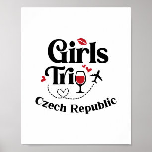 Cute Wine Girls Trip Czech Republic Travel Vacatio Poster